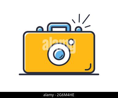 Camera icon. Photo camera isolated on white background. Design elements colored. Can be used for mobile concepts and web applications, social networks Stock Vector