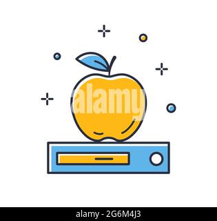 Apple and book icon. Modern education isolated on white background. Design elements color. Can be used for mobile concepts and web applications, socia Stock Vector