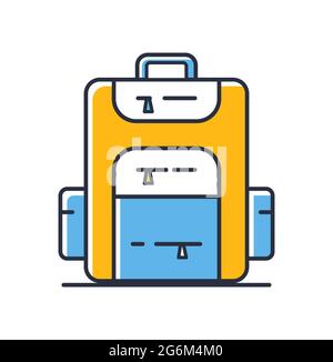 School bag icon. Backpack isolated on white background. Design elements color. Can be used for mobile concepts and web applications, social networks. Stock Vector