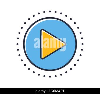Play icon. Start video isolated on white background. Design elements color. Can be used for mobile concepts and web applications, social networks. Fla Stock Vector