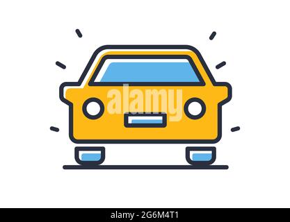 Car icon. Driving car isolated on white background. Design elements, colored. Element for mobile concepts and web apps. Flat style vector illustration Stock Vector