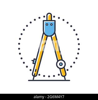 Compass icon. Drawing compass isolated on white background. Design elements color. Can be used for mobile concepts and web applications, social networ Stock Vector