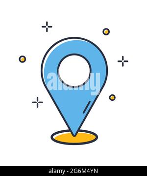 Location icon. Pointer isolated on white background. Design elements colored. Can be used for mobile concepts and web applications, social networks. F Stock Vector