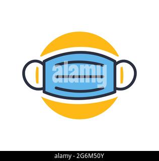 Protective mask icon. Medical mask isolated on white background. Design elements, colored. Element for mobile concepts and web apps. Flat style vector Stock Vector