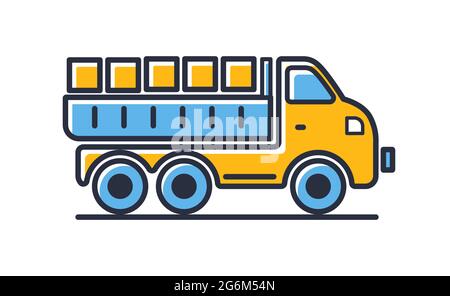 Truck icon. Truck with cargo isolated on white background. Design elements, colored. Element for mobile concepts and web apps. Flat style vector illus Stock Vector