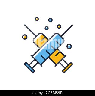 Syringe icon. Medicine two syringes isolated on white background. Design elements, colored. Element for mobile concepts and web apps. Flat style vecto Stock Vector