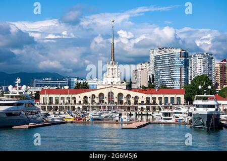 Sochi, Russia - June 1 , 2021: Marine station Port of Sochi, Krasnodar Krai, Russia .Seaport in Sochi. Russia Stock Photo