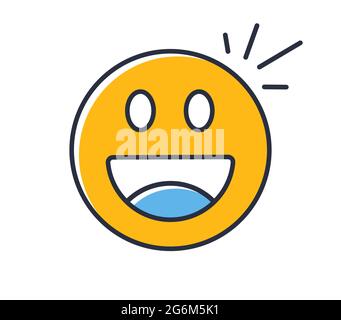 Smile icon. Emoji face isolated on white background. Design elements color. Can be used for mobile concepts and web applications, social networks. Fla Stock Vector