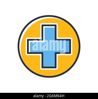 Pharmacy icon. First aid sign isolated on white background. Design elements, colored. Element for mobile concepts and web apps. Flat style vector illu Stock Vector