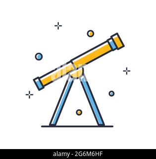 Telescope icon. Spyglass isolated on white background. Design elements color. Can be used for mobile concepts and web applications, social networks. F Stock Vector