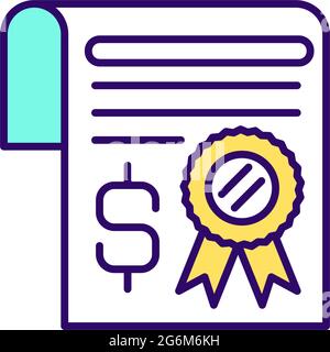 Inheritance certificate RGB color icon Stock Vector
