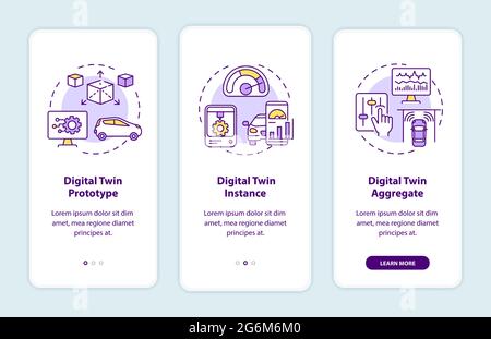 Digital twin types onboarding mobile app page screen Stock Vector