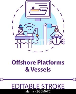 Offshore platforms and vessels concept icon Stock Vector