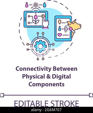 Connectivity between physical and digital components concept icon Stock Vector