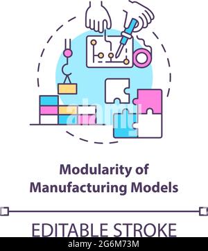 Modularity of manufacturing models concept icon Stock Vector
