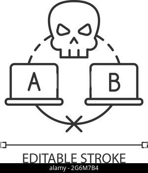 Sniffing attack linear icon Stock Vector