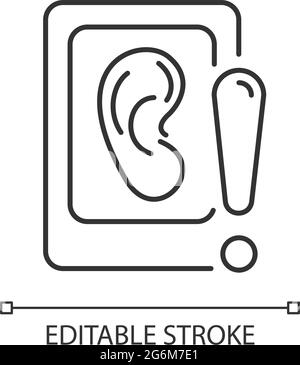 Eavesdropping on mobile devices linear icon Stock Vector