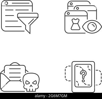 Network surveillance linear icons set Stock Vector