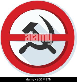 Decommunization sign stop communism danger label illustration Stock Vector