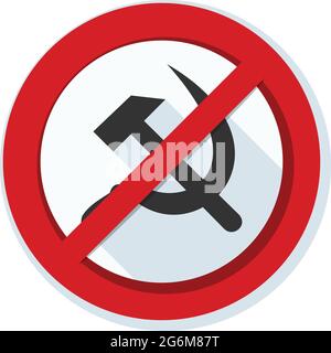 Decommunization sign stop communism danger label illustration Stock Vector