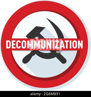 Decommunization sign stop communism danger label illustration Stock Vector