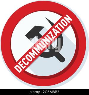 Decommunization sign stop communism danger label illustration Stock Vector