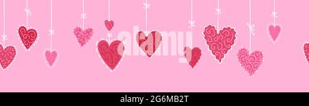 Cute hand drawn hearts seamless pattern, lovely doodle background, great for textiles, banners, wallpapers, wrapping, cloth - vector design Stock Vector