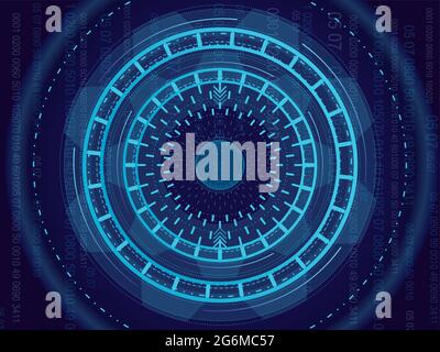 Vector illustration of abstract, light circle technology concept. Circuit board, high computer color background. Stock Vector