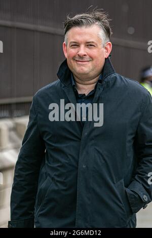 WESTMINSTER LONDON  7 July 2021.  Jonathan Ashworth, Shadow Secretary of State for Health and Social Care of the United Kingdom and Labour MP for Leicster South arriving at Parliament.  Credit amer ghazzal/Alamy Live News Stock Photo