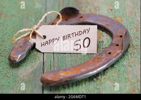 happy congratulations  to the 50th birthday Stock Photo