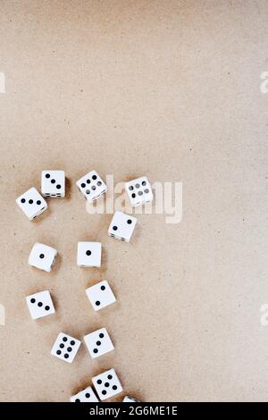 black and white playing dice on neutral background with copy space Stock Photo