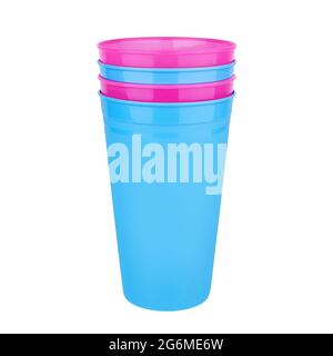 Closeup shot of stacks of red and green plastic cups isolated on a white  background Stock Photo - Alamy