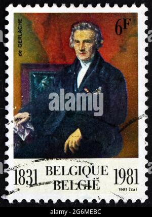 BELGIUM - CIRCA 1981: a stamp printed in the Belgium shows Baron de Gerlache, Lawyer and Politician, Painting by F. J. Navez, circa 1981 Stock Photo