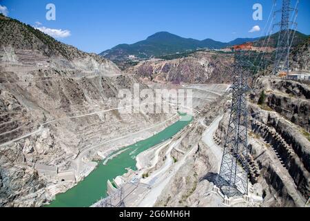 Artvin,Turkey- 20-06-2014 : Deriner Dam view with blue sky Stock Photo