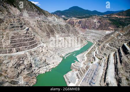 Artvin,Turkey- 20-06-2014 : Deriner Dam view with blue sky Stock Photo