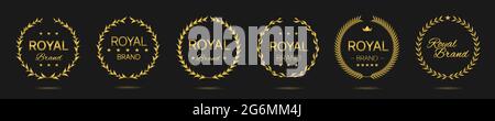Royal brand Golden laurel wreath label set Stock Vector