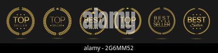 Top seller Golden laurel wreath label set Stock Vector
