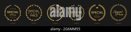 Special price Golden laurel wreath label set Stock Vector