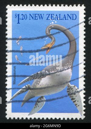 NEW ZEALAND - CIRCA 1993: stamp printed by New Zealand, shows mauisaurus, circa 1993 Stock Photo