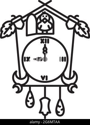 Black Forest Cuckoo Clock vector line icon for Tick Tock Day on December 29 Stock Vector