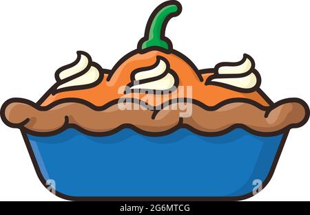 Pumpkin Pie with whipped cream isolated vector illustration for Pumpkin Pie Day on ecember 25 Stock Vector