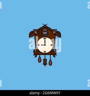 Black Forest Cuckoo Clock vector illustration for Tick Tock Day on December 29 Stock Vector