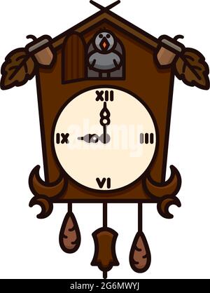 Black Forest Cuckoo Clock isolated vector illustration for Tick Tock Day on December 29 Stock Vector