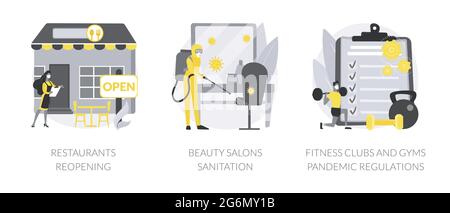 Pandemic business adaptation abstract concept vector illustrations. Stock Vector