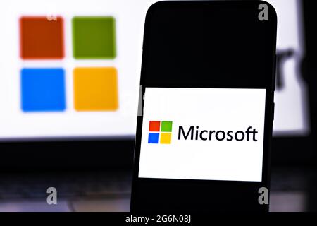 Editorial photo on Microsoft theme.  Illustrative photo for news about Microsoft - an American multinational technology company Stock Photo