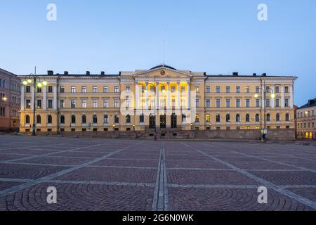 Helsinki / Finland - JUNE 29, 2021: The Government Palace houses some departments of the Prime Minister’s Office, some departments of the Ministry of Stock Photo