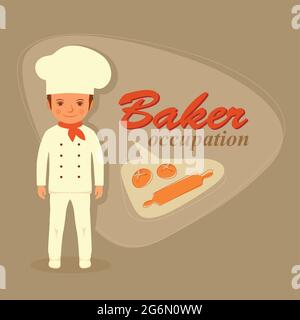 baker profession, bakery retro illustration, vector baking Stock Vector