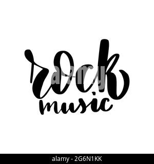 Rock music lettering. Handwritten stock typography. Vector Stock Vector