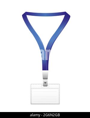 Set of lanyard and badge. Metal piece. Plastic badge. Template for presentation of their design. realistic vector illustration. Stock Vector