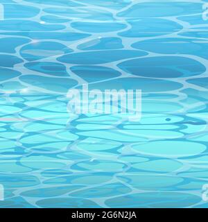 Water surface background in pool. Vector illustration of blue clean water in flat style. Stock Vector